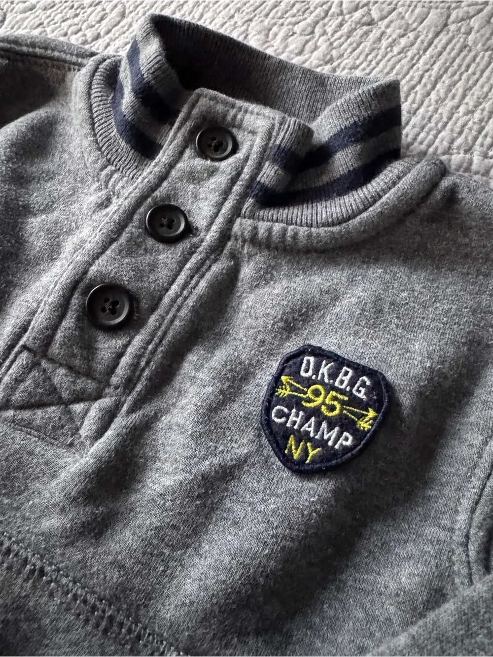 OshKosh B'gosh Gray Pullover Sweatshirt with Navy Trim
